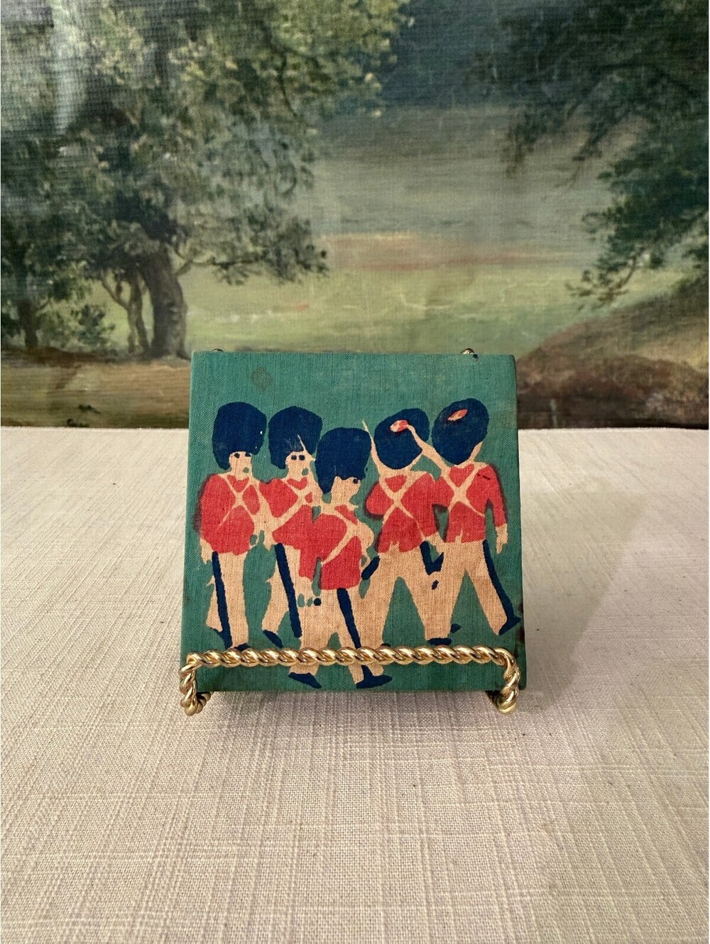 Vintage Wooden Matchbox with 4 Drawers and British Guards Design